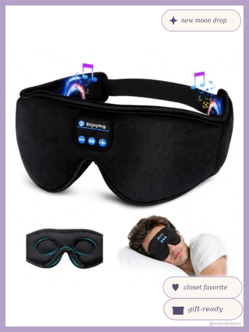 3D Sleep Headphones Bluetooth Sleep Mask Wireless Music Eye Mask for Side